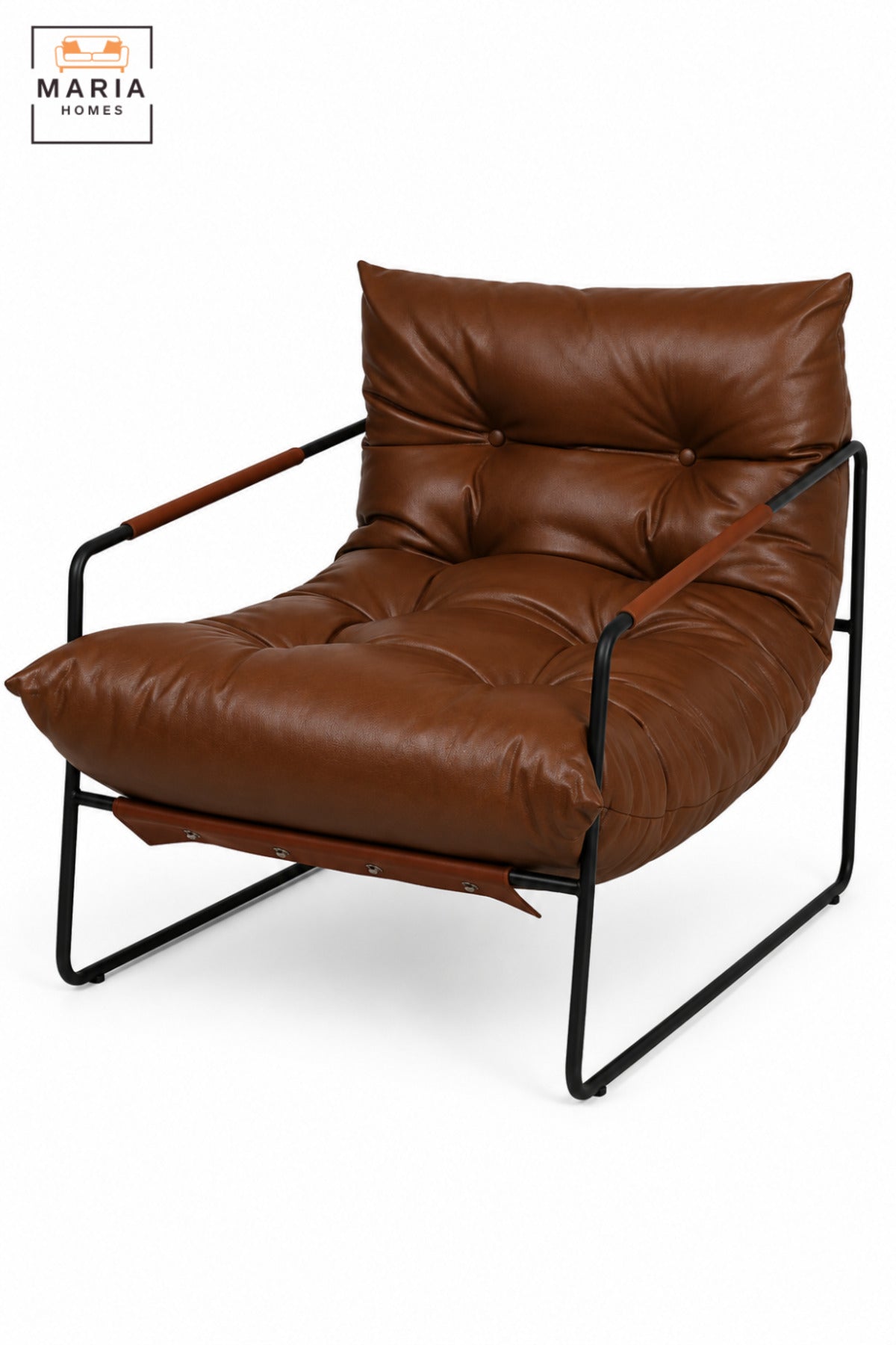Modern Upholstered Lounge Chair with Deep Tufted Cushion & Slim Armrests | Contemporary Relaxing Accent Chair for Living Room, Bedroom & Lounge