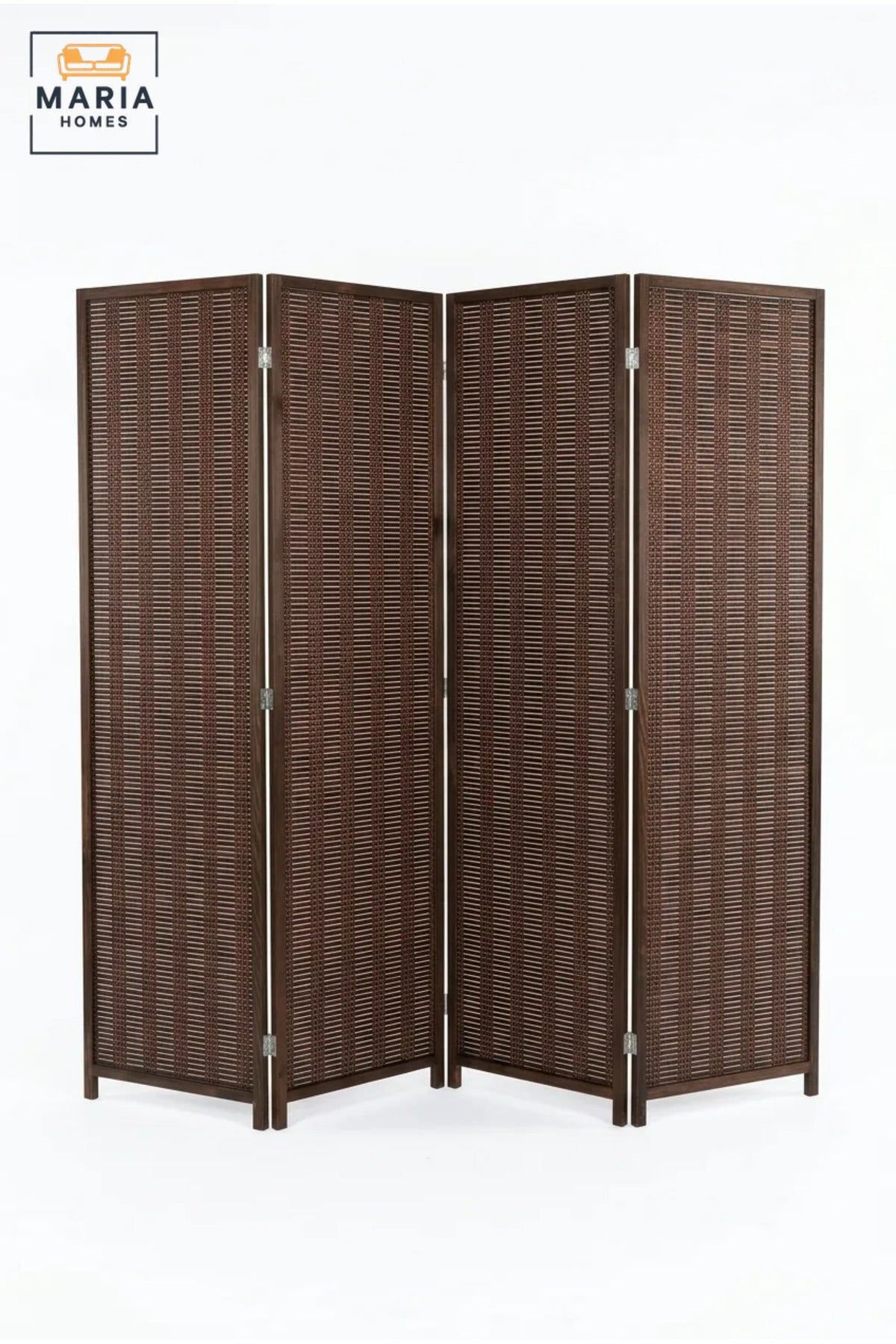Four-Panel Folding Room Divider with Woven Design, Freestanding Privacy Screen for Bedroom, Living Room, Dressing Area, Office and Studio