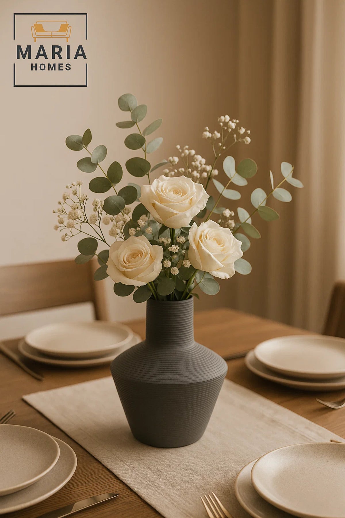 Modern Grey Decorative Vase Ð Textured Ceramic Table Vase for Home & Office DŽcor