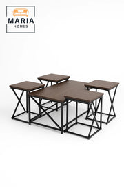 Industrial Multi-Level Coffee Table Set Ð 1 Large Table with 4 Nesting Side Tables (Wood & Metal)