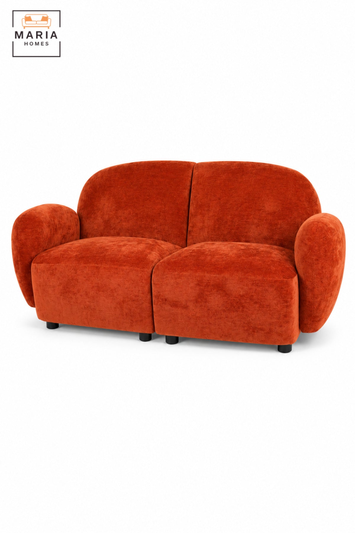 Modern 2 Seater Upholstered Loveseat Sofa with Rounded Backrest, Curved Armrests & Deep Cushioned Seats for Living Room, Bedroom and Lounge
