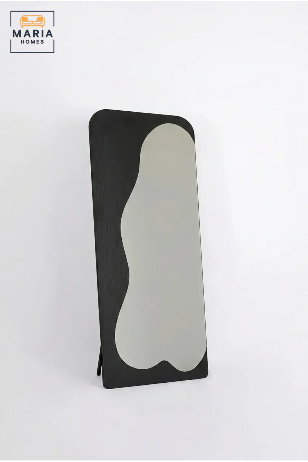 Modern Full Length Floor Mirror with Organic Shaped Design and Freestanding Wooden Frame for Bedroom, Dressing Room, Entryway, Salon and Boutique