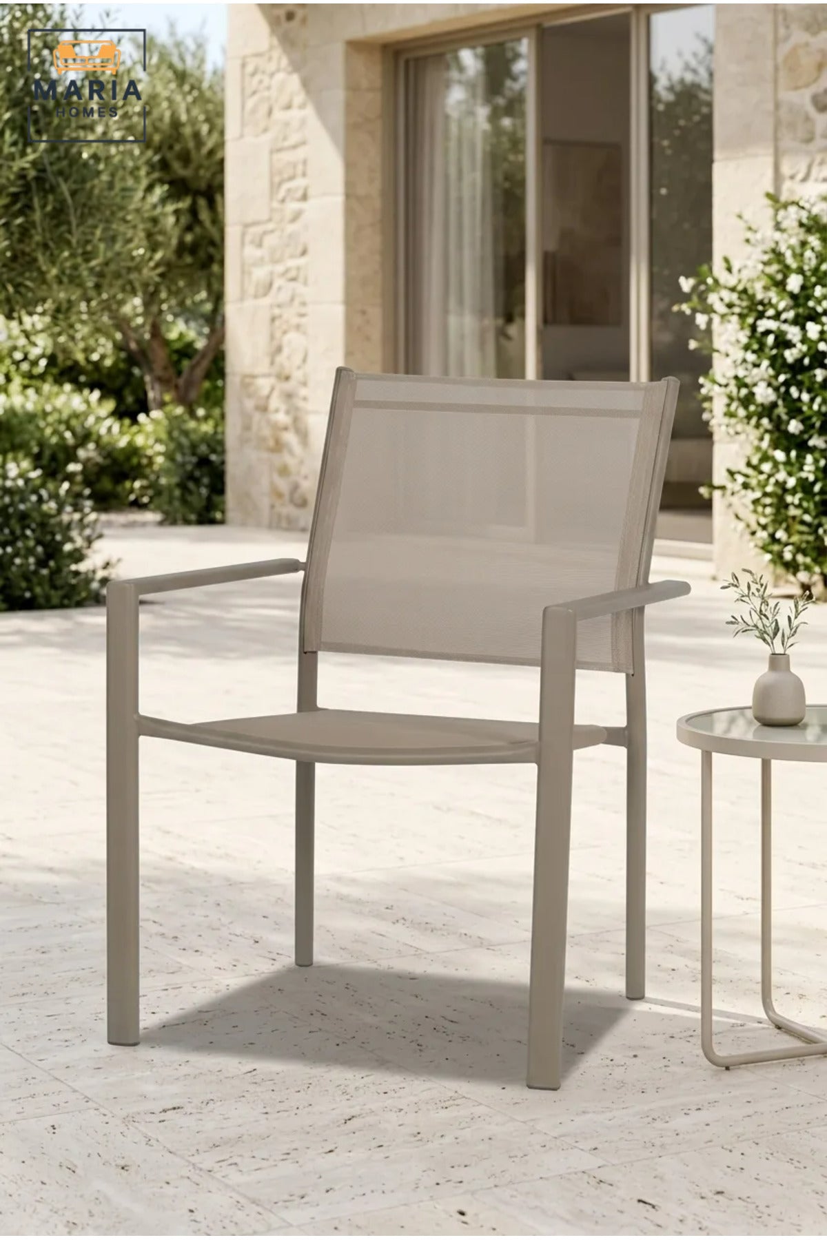 Modern Outdoor Dining Chair with Breathable Mesh Seat and Backrest, Stackable Armchair for Garden, Patio, Balcony, Terrace, Café and Restaurant