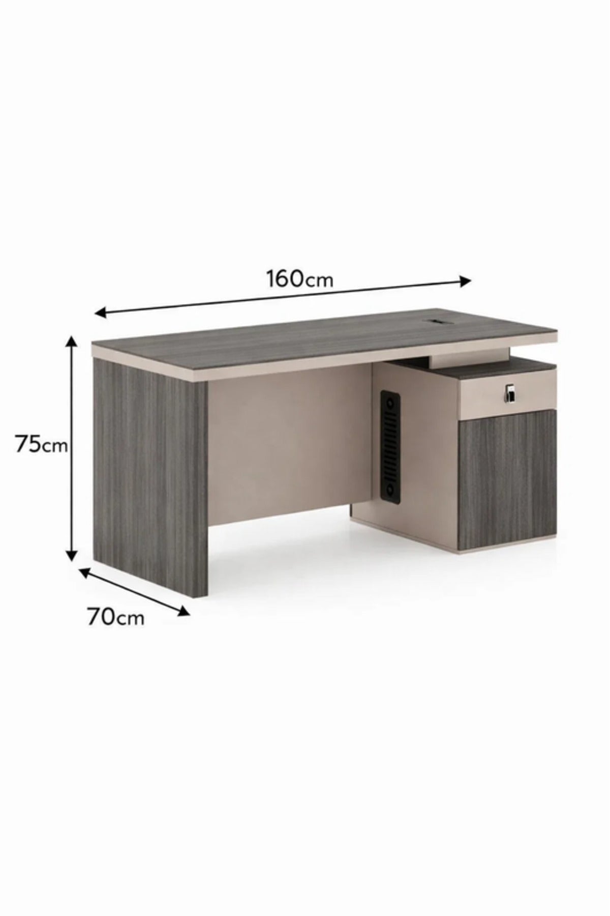 Modern DARK BEAUTY Executive Desk with Drawer & Cable Management Panel