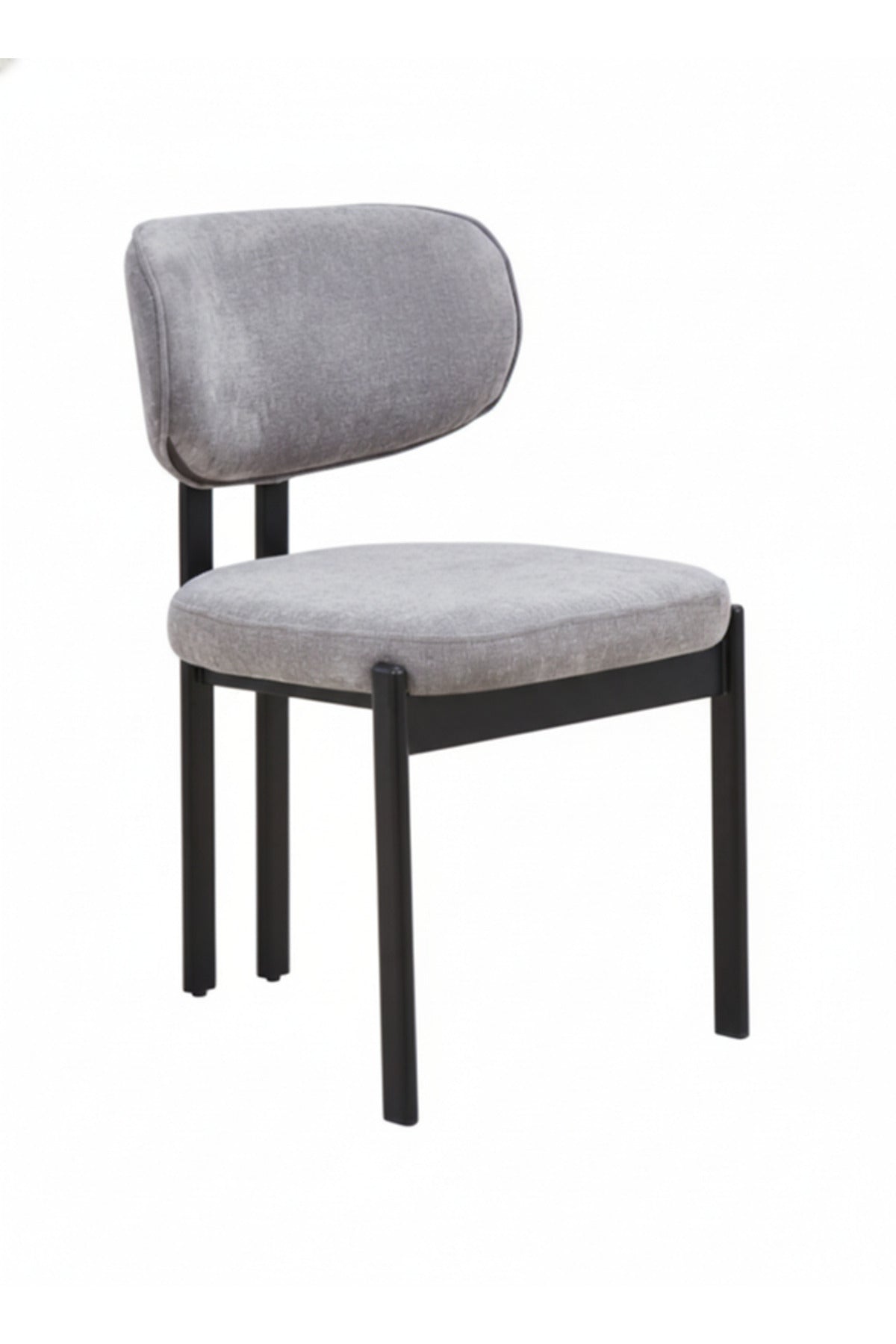Light Grey Upholstered Chair with Black Metal Legs, 80x49x48 CM light grey upholstered