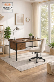 Dark Wood Office Desk 120_60_79 cm √ê Modern Work Desk with Storage Drawers