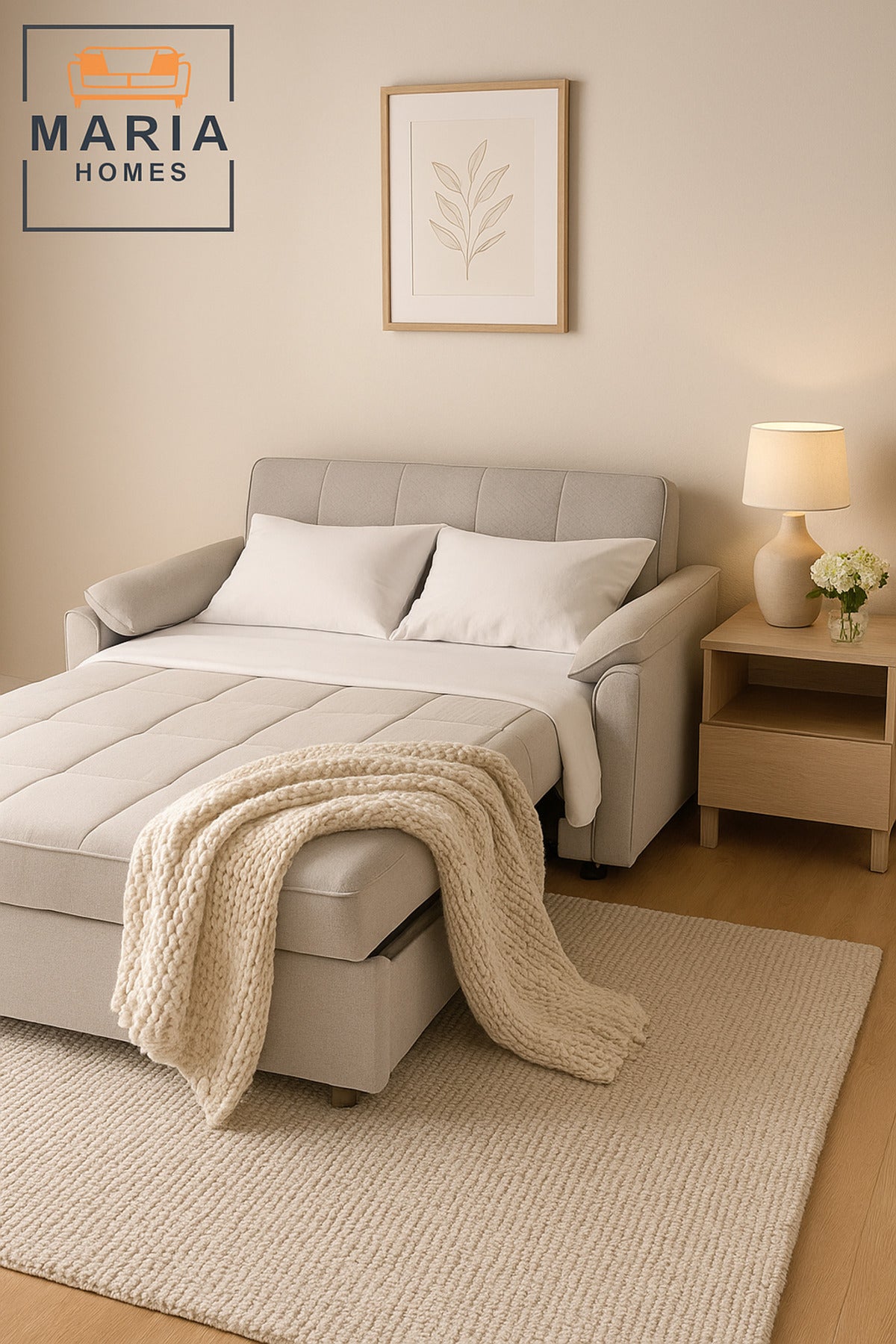 Light Gray Sofa Bed Ð Modern Convertible Pull-Out Couch for Living Room & Guest Space