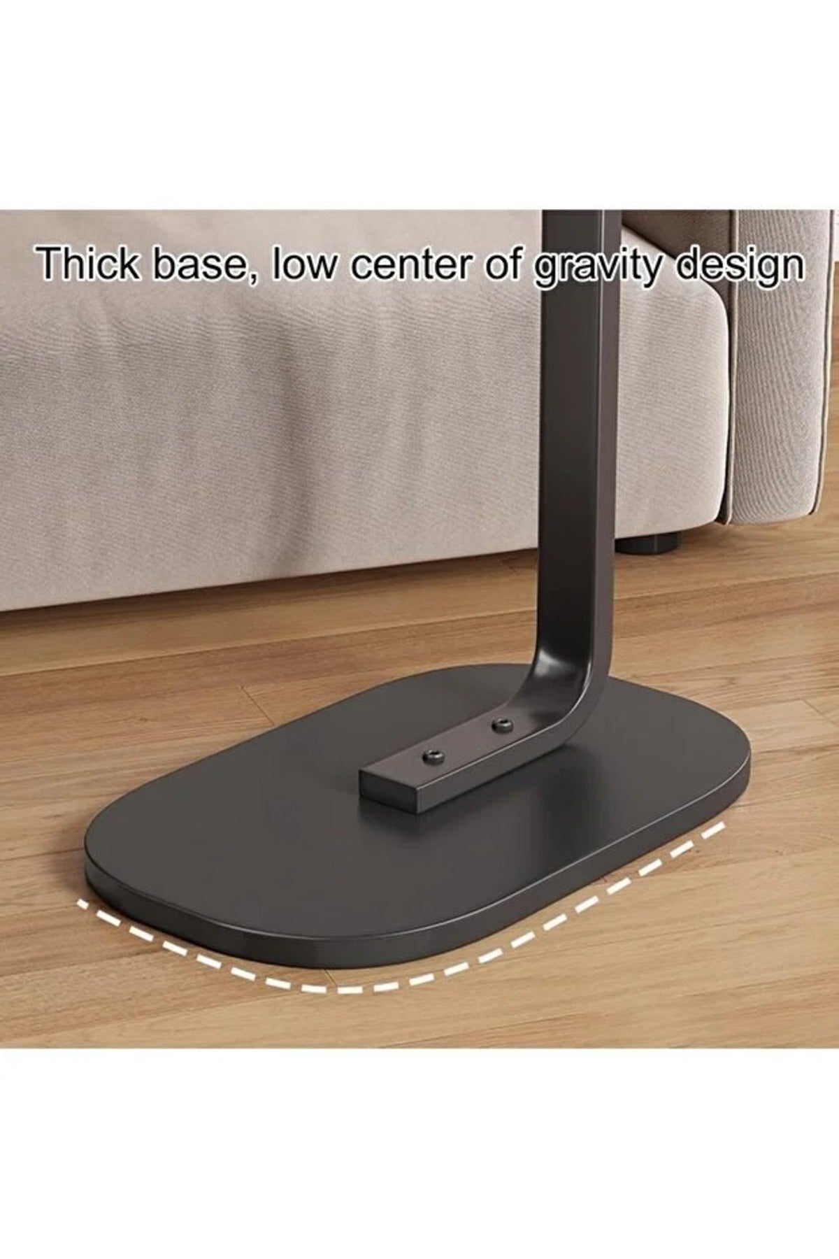 C Shaped Side Table with Metal Frame Coffee Bed Couch End Table Laptop Holder Table for