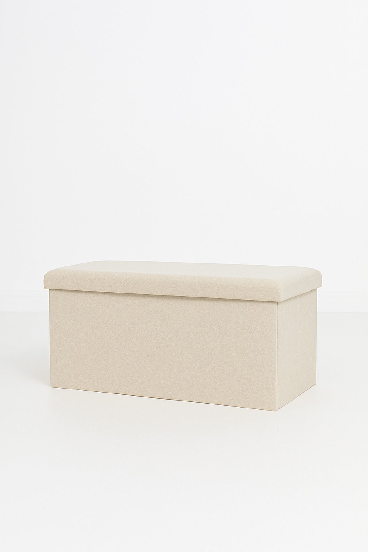 White Foldable Storage Ottoman Bench 76_38_38 cm Ð Multipurpose Fabric Seat with Hidden Storage