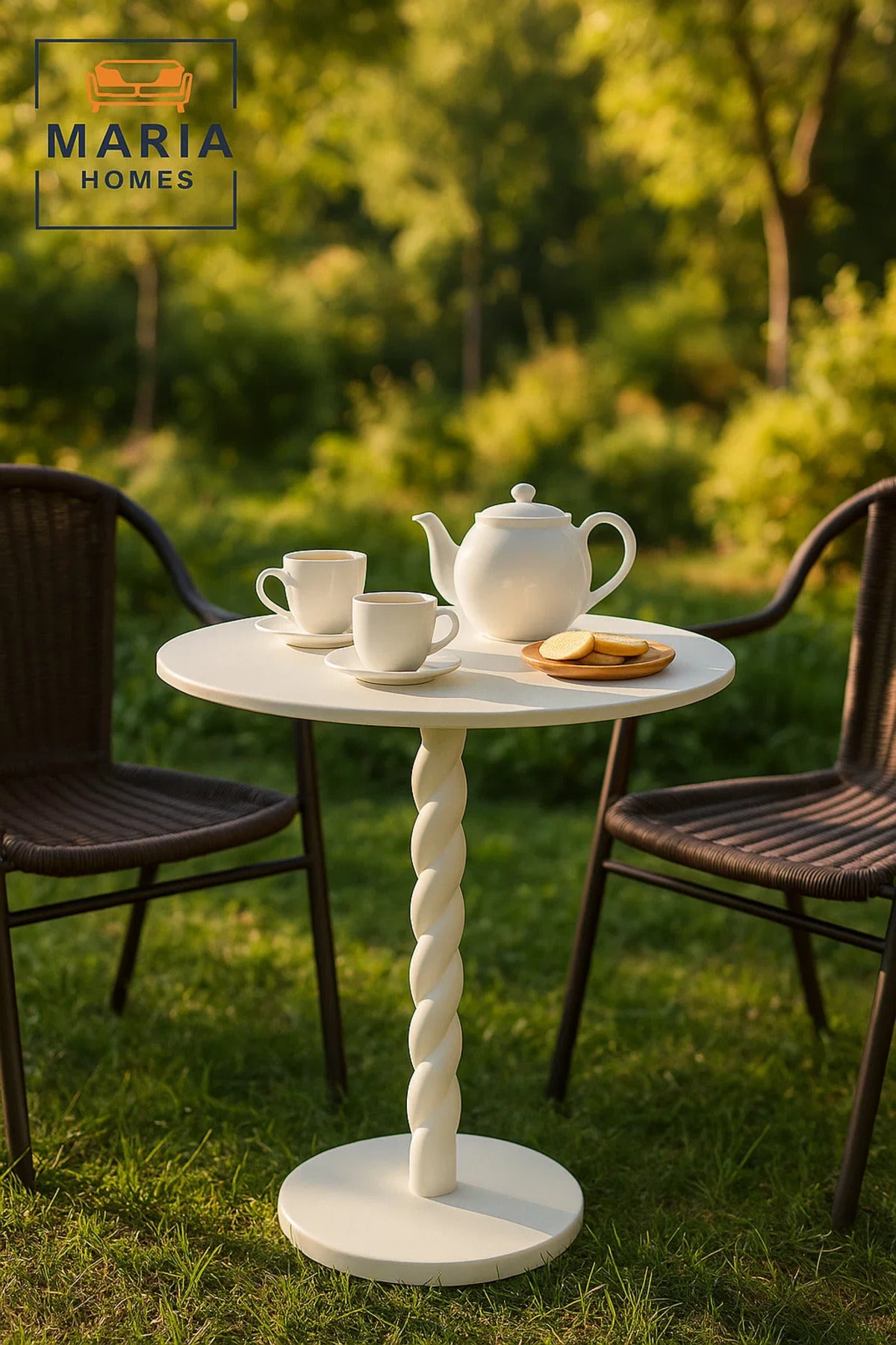 Spiral-Leg Side Table Ð Glossy White Finish