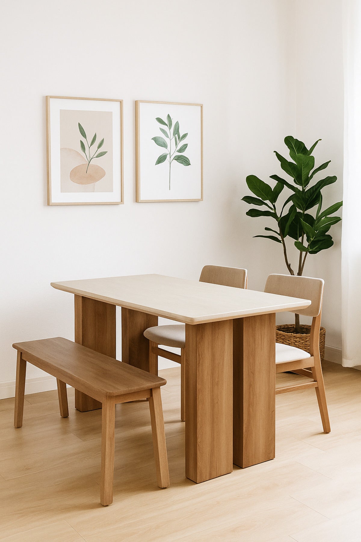 Modern Wooden Dining Table with Brown Legs Elegant Center Table for Dining Room 130_80_76 cm