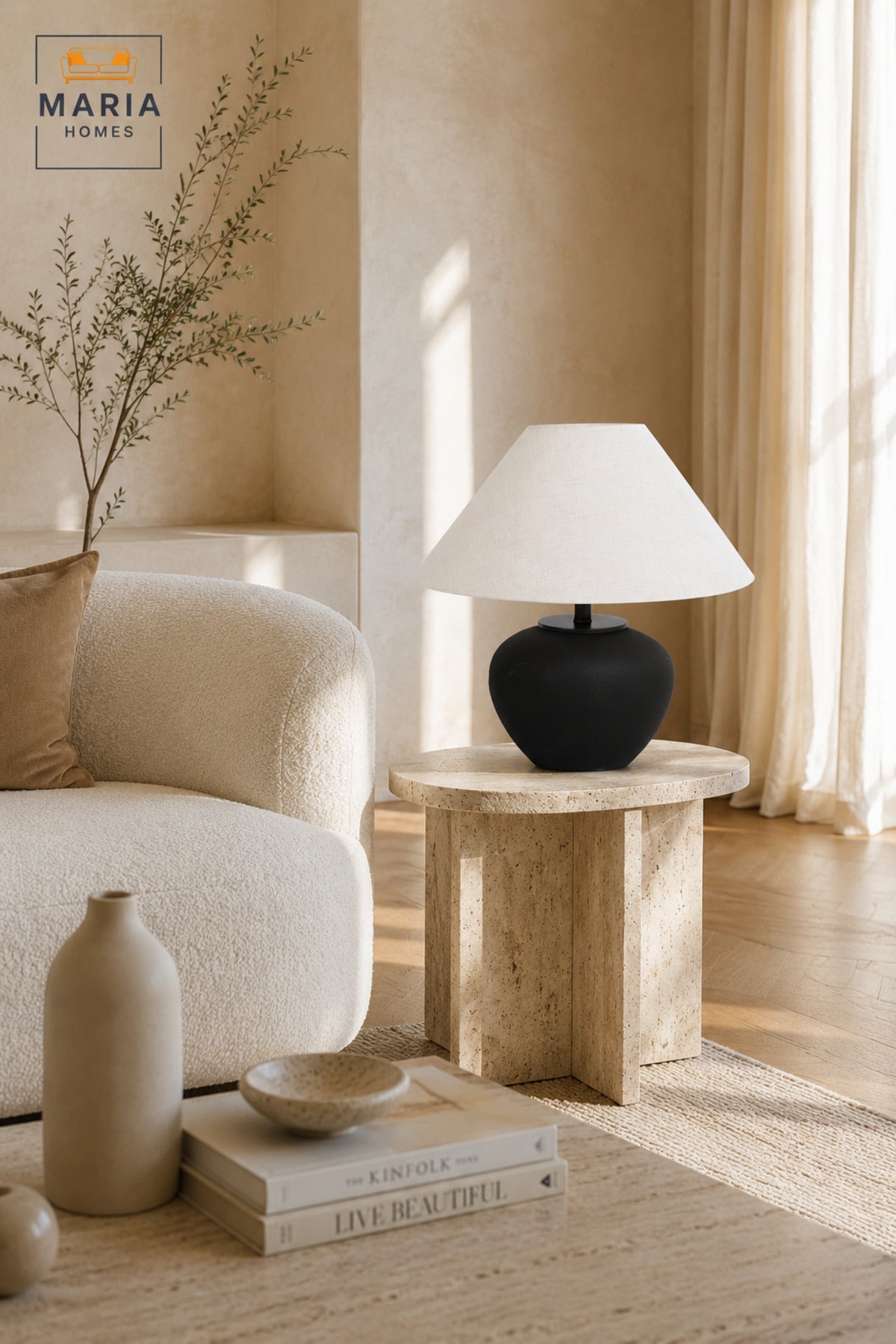 Black & White Modern Table Lamp √ê Minimalist Bedside Lamp for Bedroom, Living Room, Office & Home D≈Ωcor