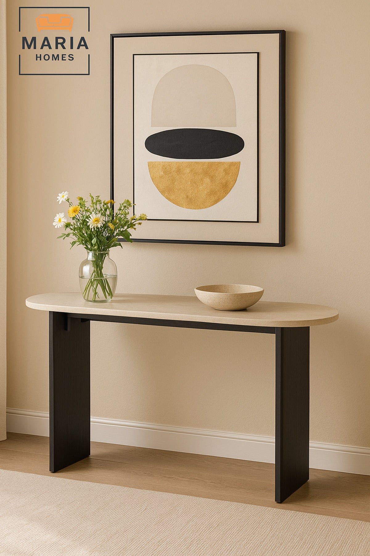 Marble Console Table 140_40_80 cm Ð Modern Entryway Table with Black Legs