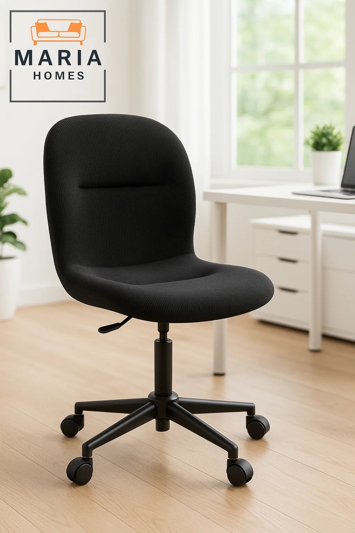 Ergonomic Black Office Chair with Fabric Seat and Wheels Ð Swivel Task Chair for Home or Office