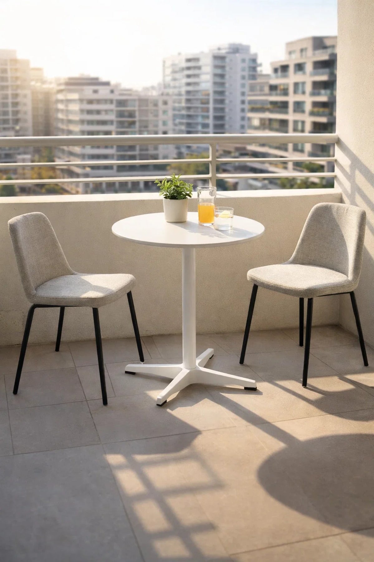 White Round Bistro Table 70cm Wooden Top Metal Leg for Modern Kitchen Office Cafe Interiors