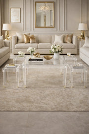 Modern Clear Acrylic Console Table Set 1+4 Square Coffee & Side Tables for Luxury Living Room