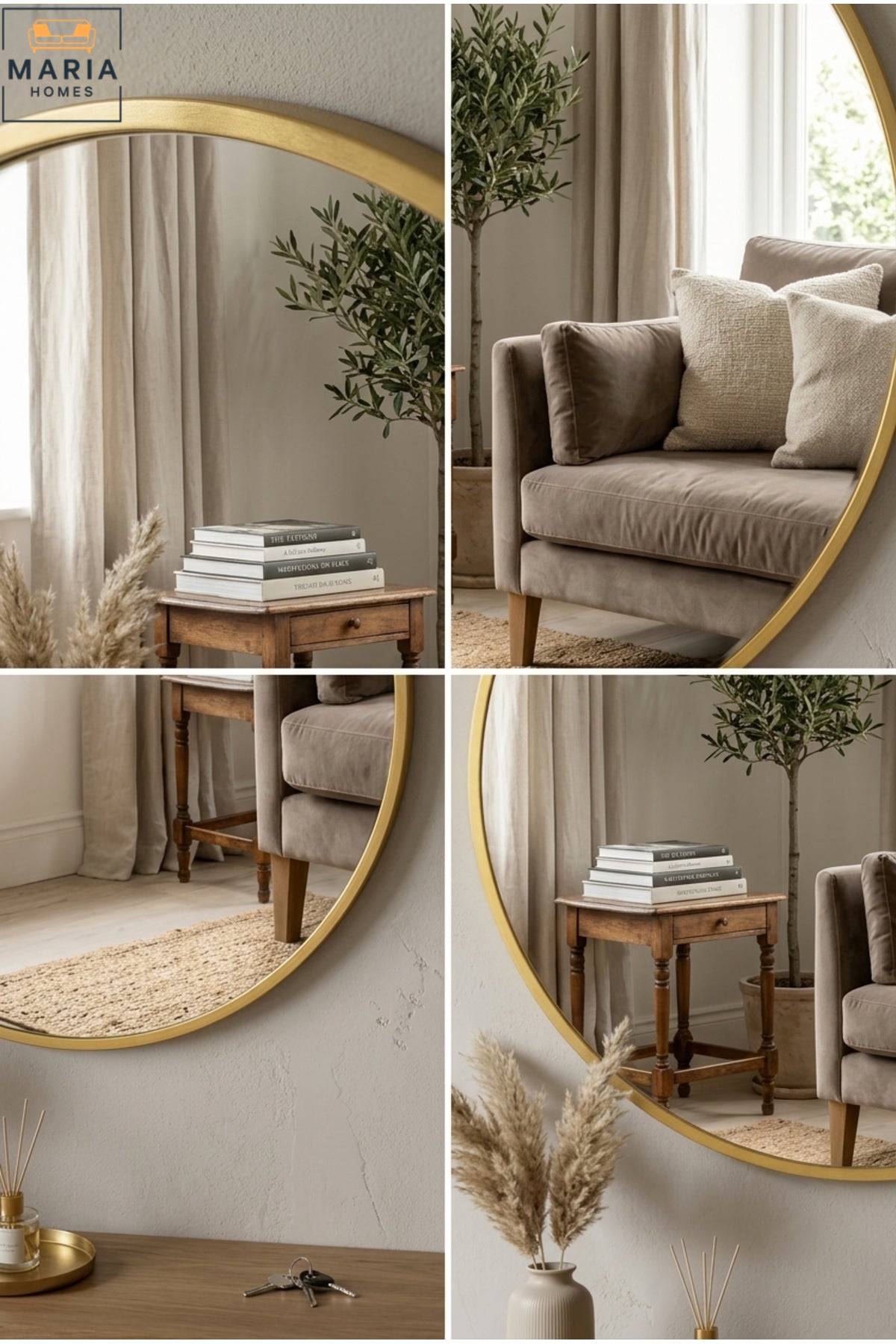 Round Wall Mirror with Gold Metal Frame √ê Modern Decorative Hanging Mirror for Living Room, Bedroom & Entryway