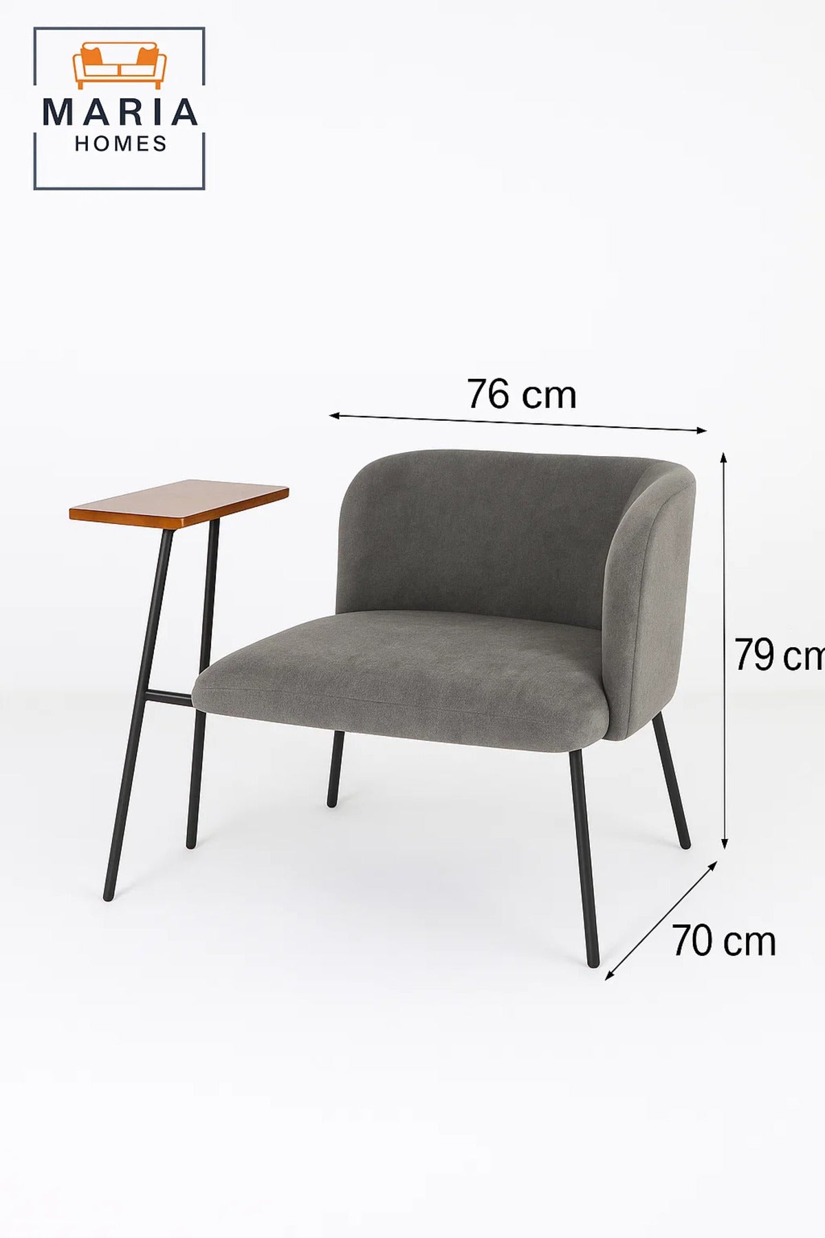 Wide Grey Fabric Lounge Chair Ð Modern Upholstered Armchair with Black Metal Legs for Home or Office