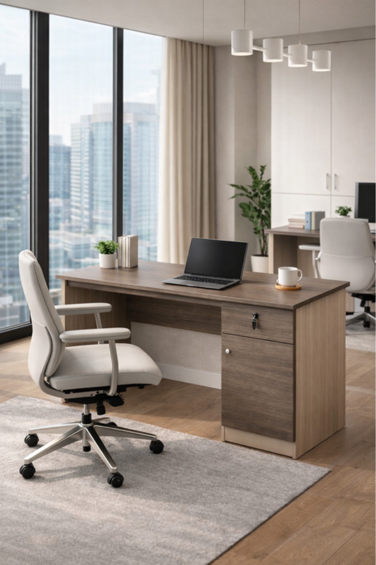 Dark Wood Office Desk √ê Modern Workstation with Storage √ê 120x60x75 cm