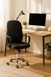 Black Office Chair Ð Adjustable Mesh Swivel Chair with Armrests and Chrome Base