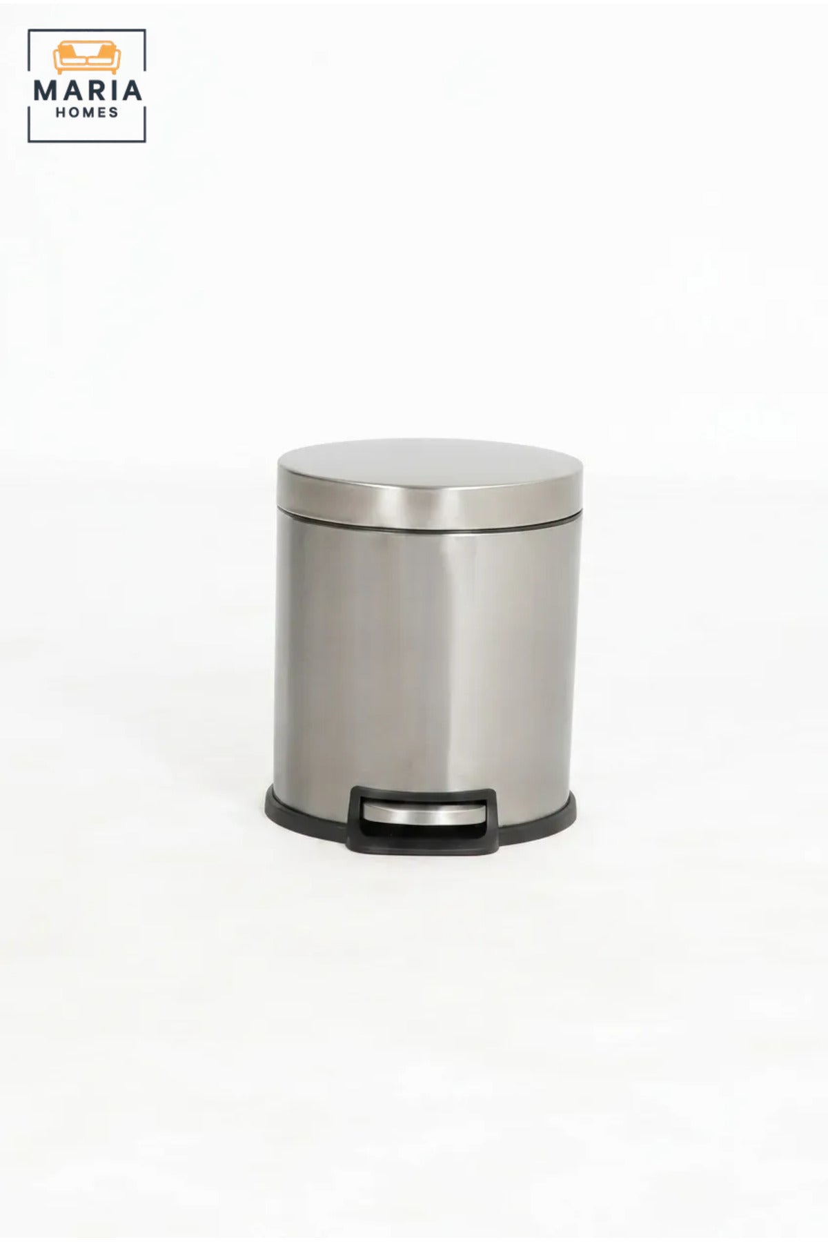 Compact Stainless Steel Round Pedal Trash Bin with Lid, Small Hands-Free Waste Container for Bathroom, Bedroom, Office, Vanity and Hotel