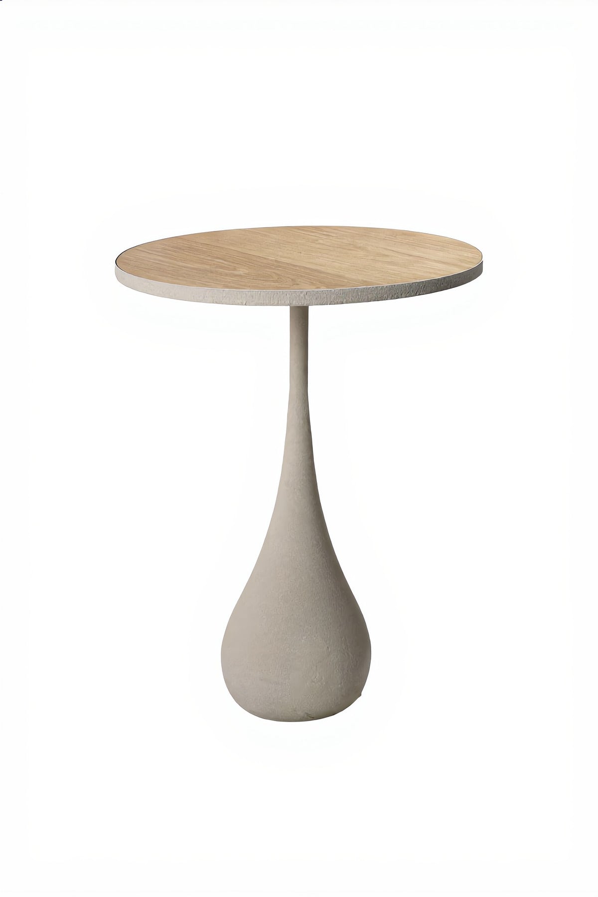 Modern Beige Side Table with Wooden Top Round Coffee Table for Living Room Decoration 60cm