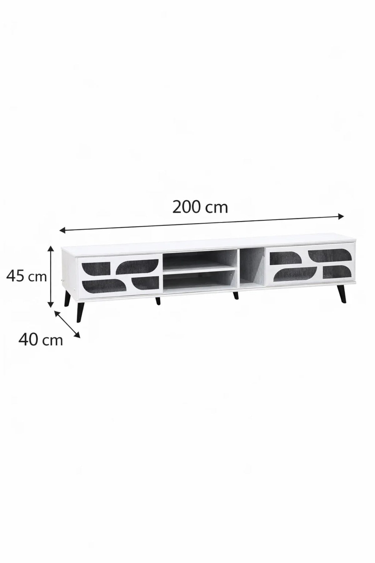 Premium 200cm TV Unit Modern Grey Media Console with Stylish Storage Doors for Living Room Decor