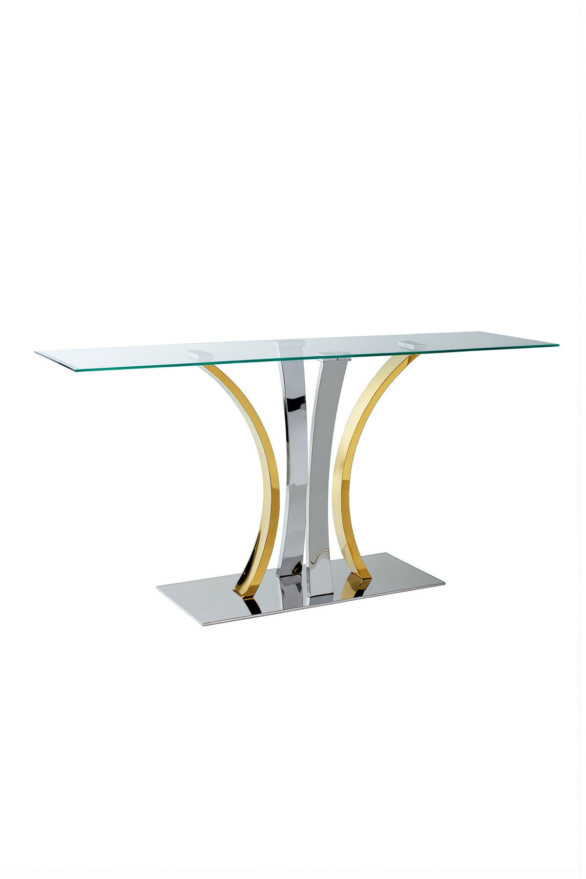 Luxury Modern Glass Console Table Gold Silver Metal Legs Hallway Entryway Furniture 140x40x80cm