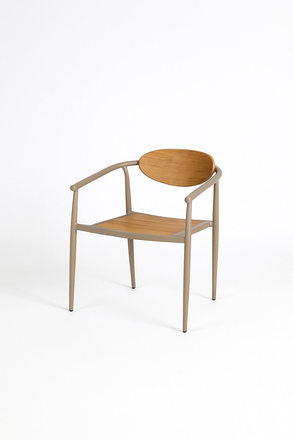 Champagne Metal and Wood Chair Modern Dining Armchair with Wooden Seat and Backrest for Home & CafŽ