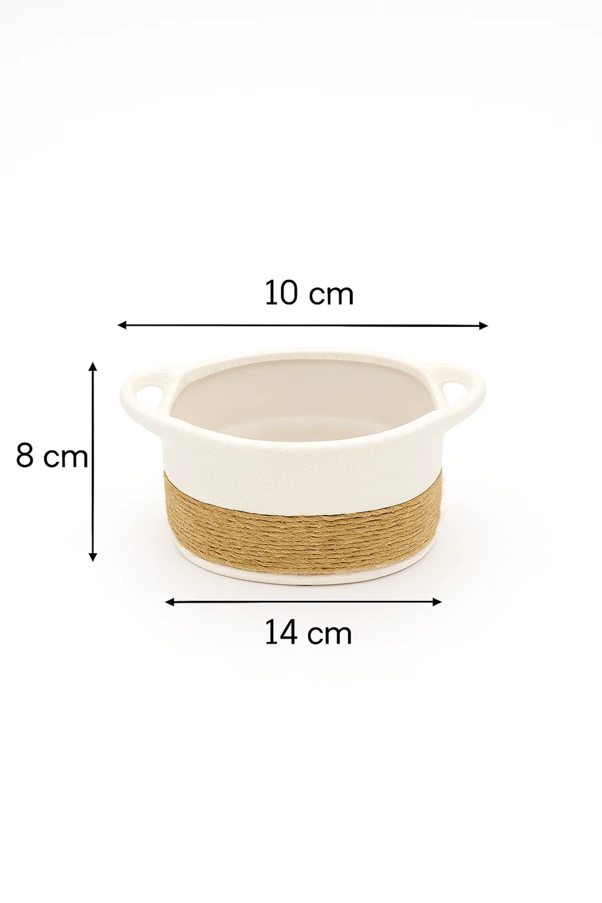 White Ceramic Rope Design Basket Planter Ð Modern Decorative Pot for Home and Office DŽcor