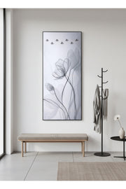 Modern Floral Wall Art Panel with Hooks for Entryway and Living Room 180x80cm modern