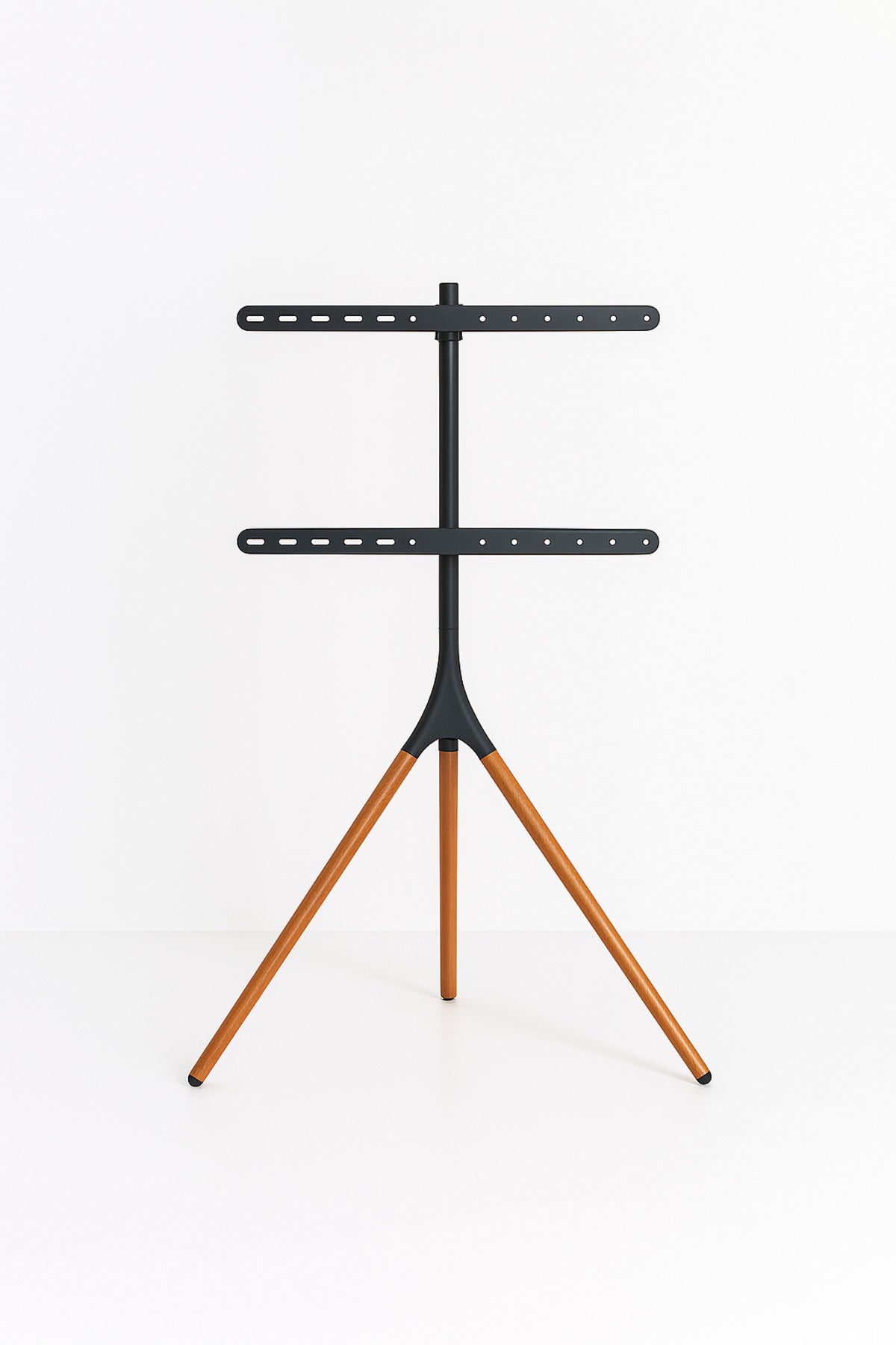Black & Dark Wood Tripod TV Stand √ê Modern Adjustable Floor Stand for 32_√ê65_ TVs