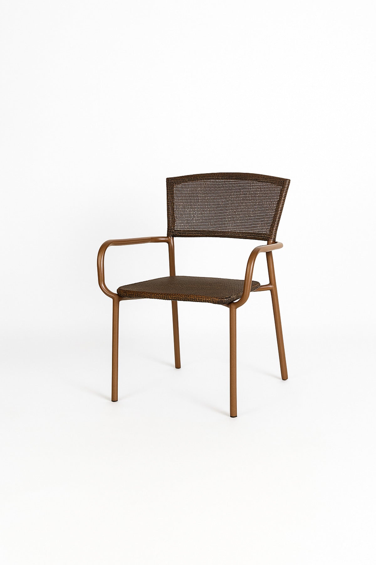 Brown Metal Outdoor Chair Ð Durable Mesh Armchair for Garden, Balcony & CafŽ Use
