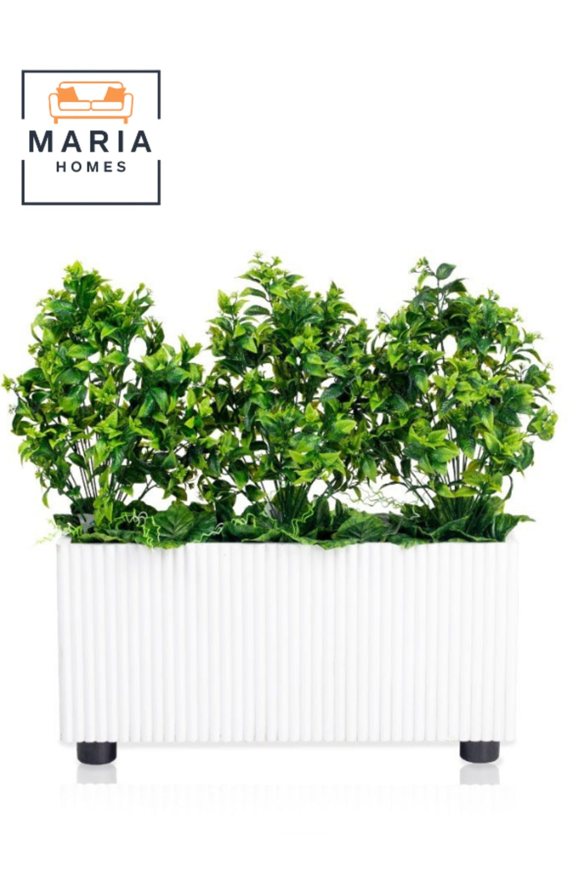 Artificial Green Plant in White Wooden Pot Ð 65_60 cm Decorative Planter for home decor