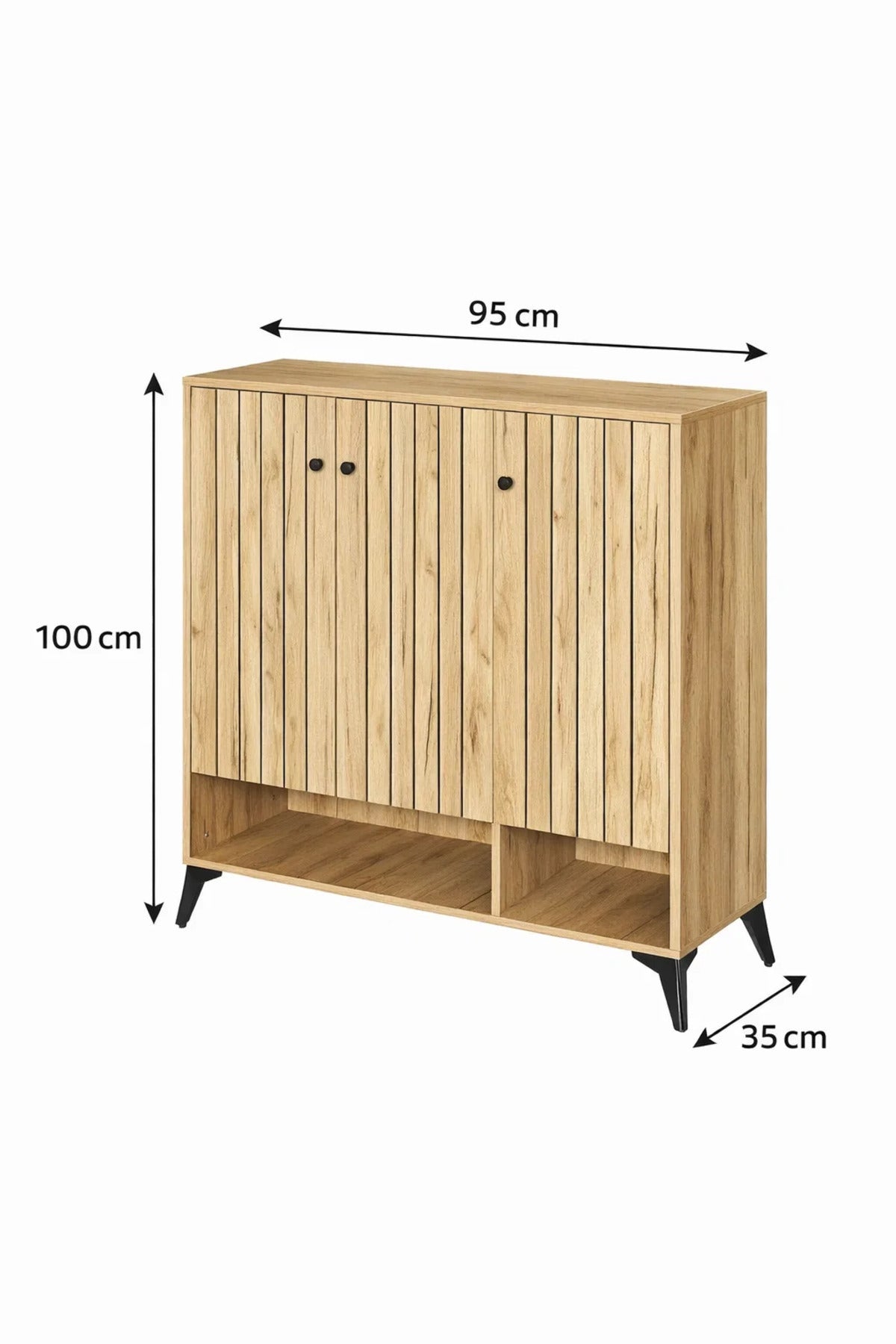 Premium Wooden Shoe Cabinet Storage Organizer with Stylish Slatted Doors for Modern Hallways
