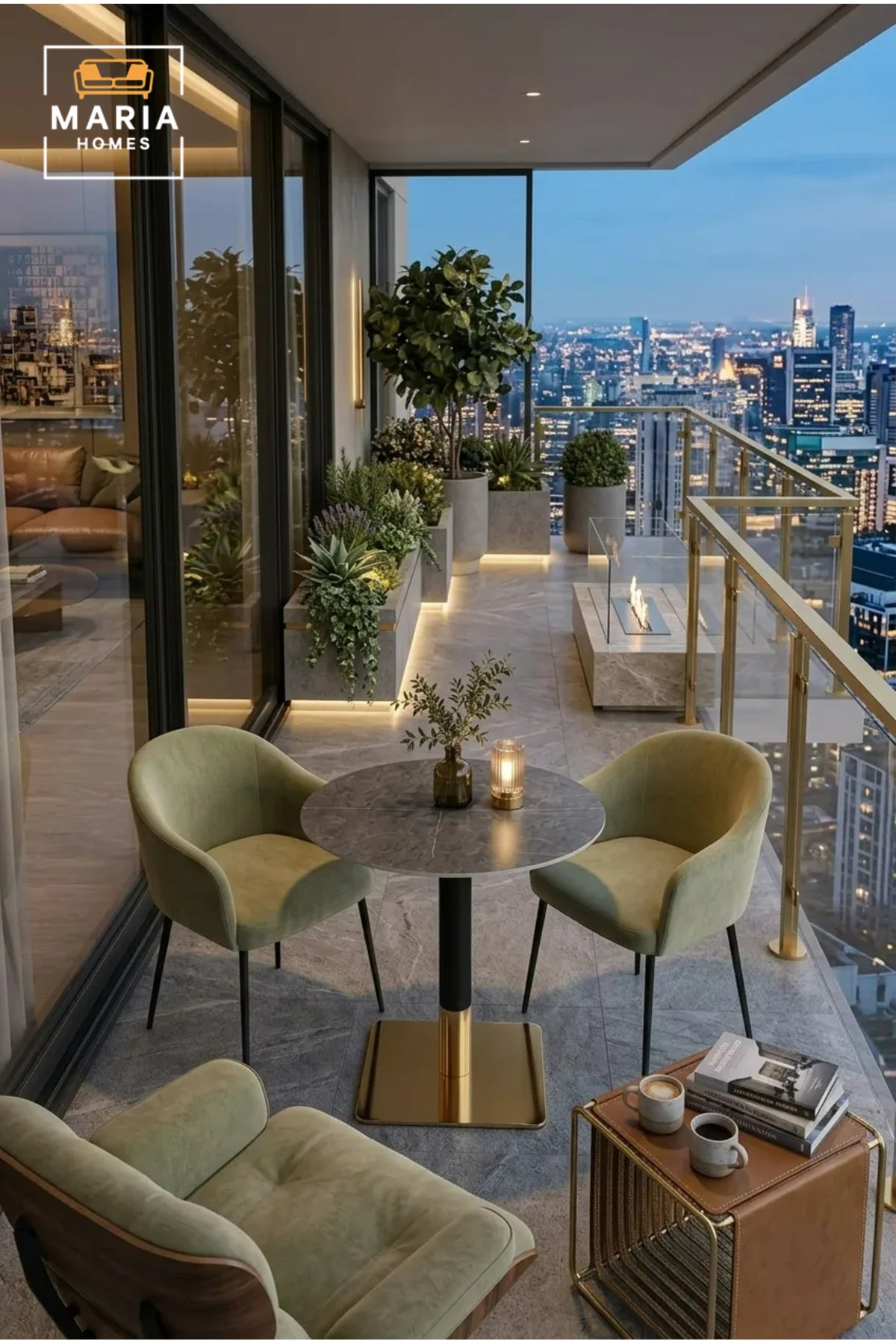 Modern Round Marble Bistro Table with Gold Base for Balcony Patio Cafe Dining Furniture