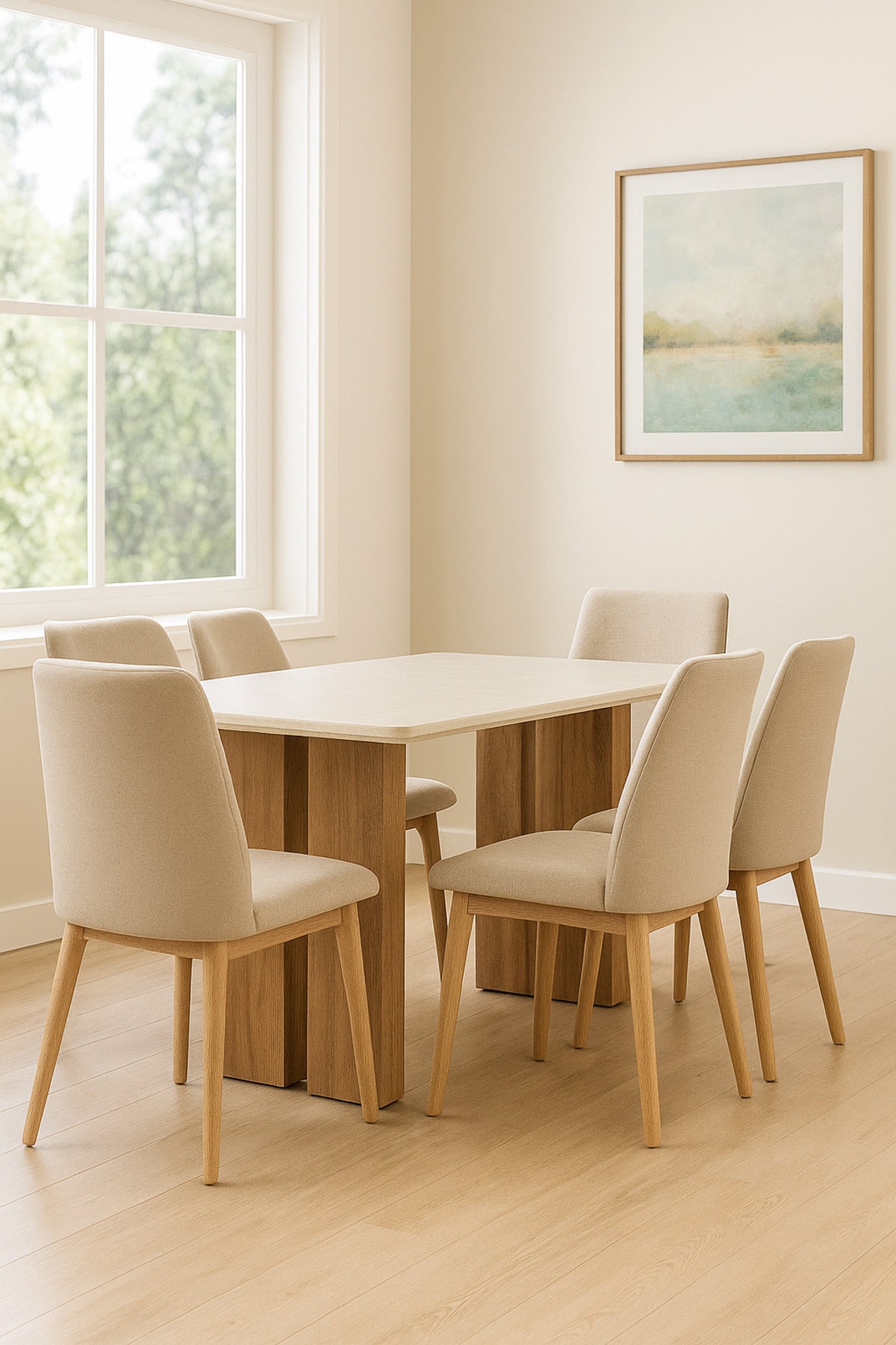 Modern Wooden Dining Table with Brown Legs Elegant Center Table for Dining Room 130_80_76 cm