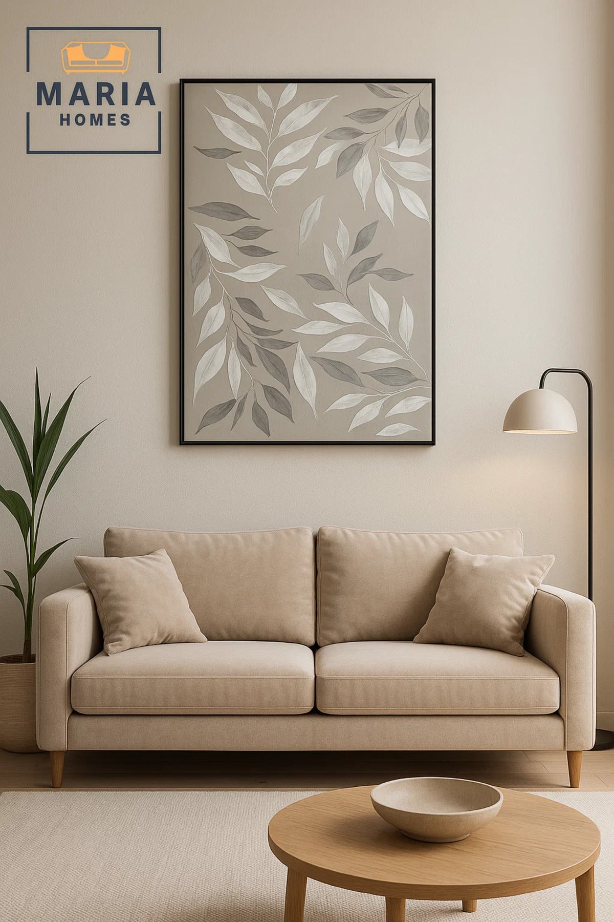 Modern 3D Wall Art Ð Grey Leaf Botanical Decorative Panel 120_80 cm