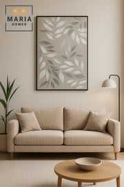 Modern 3D Wall Art Ð Grey Leaf Botanical Decorative Panel 120_80 cm