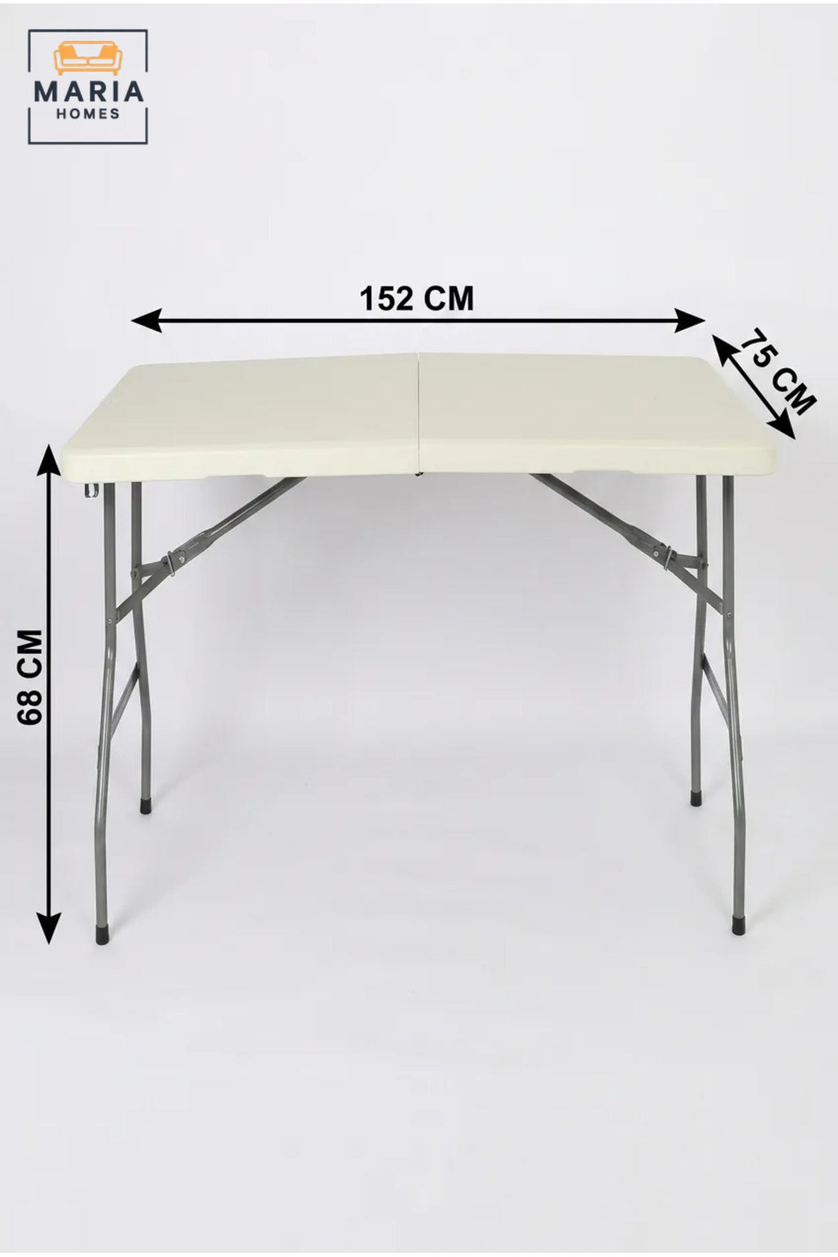 Large Portable Folding Table with Carry Handle and Metal Legs, Multipurpose Table for Camping, Picnic, Garden, Events, Catering and Indoor Use