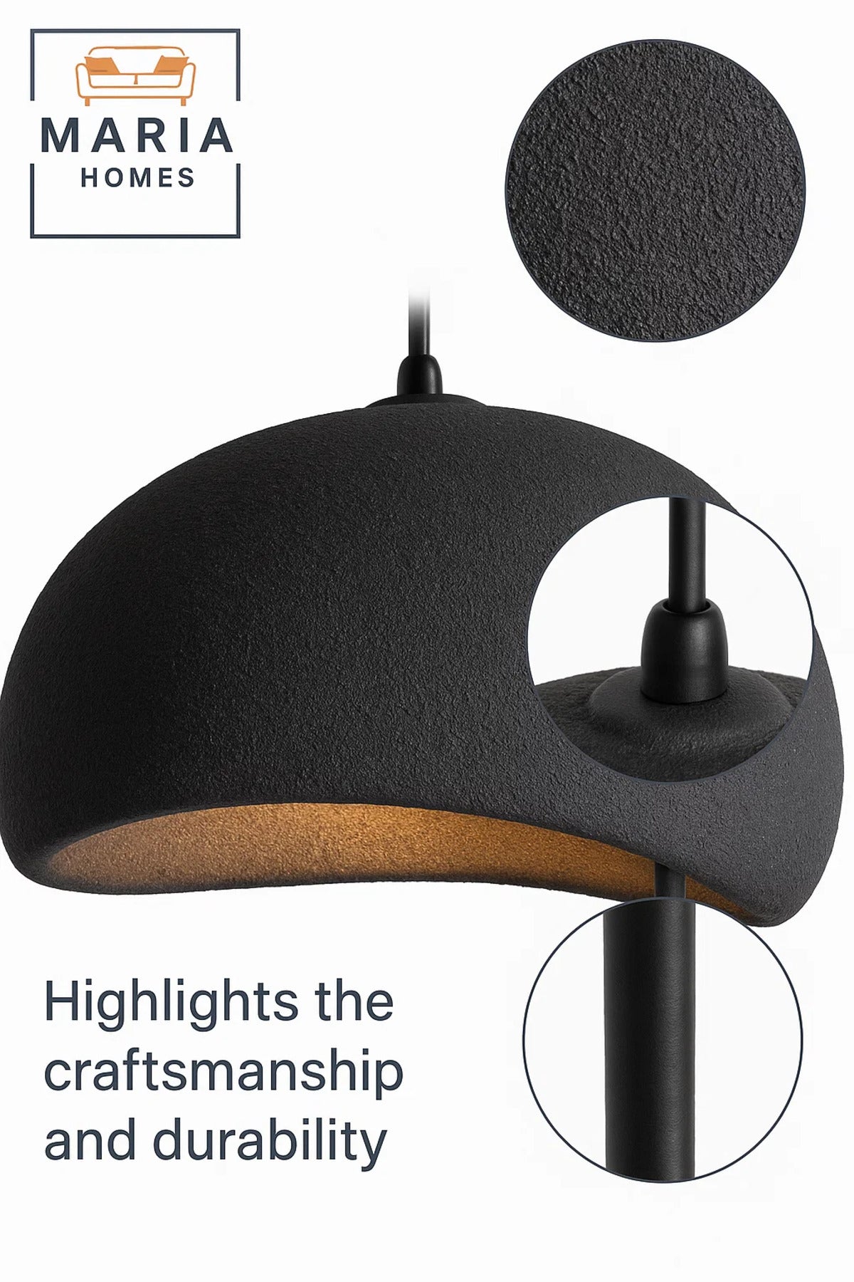 Matte Black Dome Pendant Light