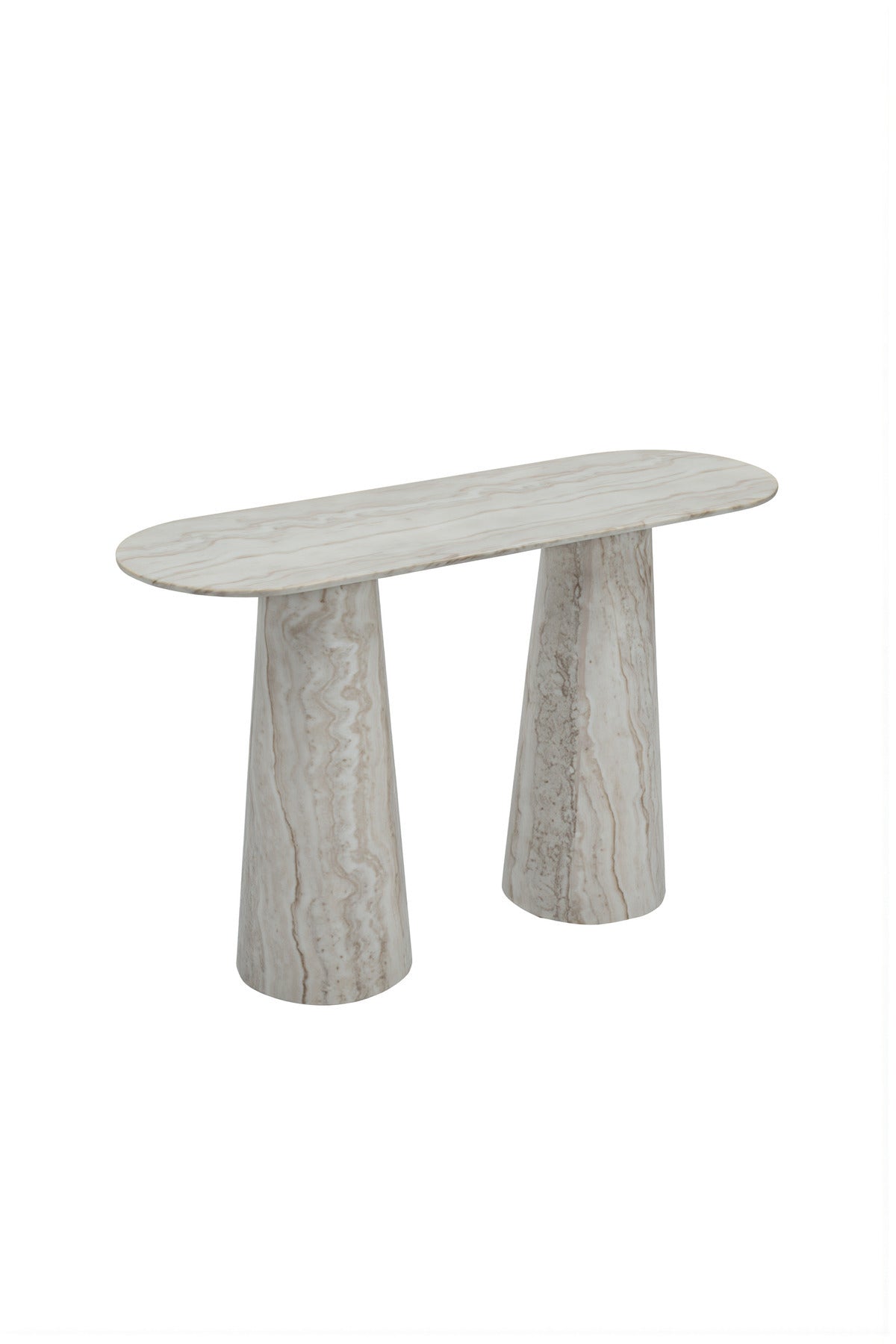 Luxury Marble Pattern Console Table Modern Entryway Stand Beige Stone Finish Living Room 120cm