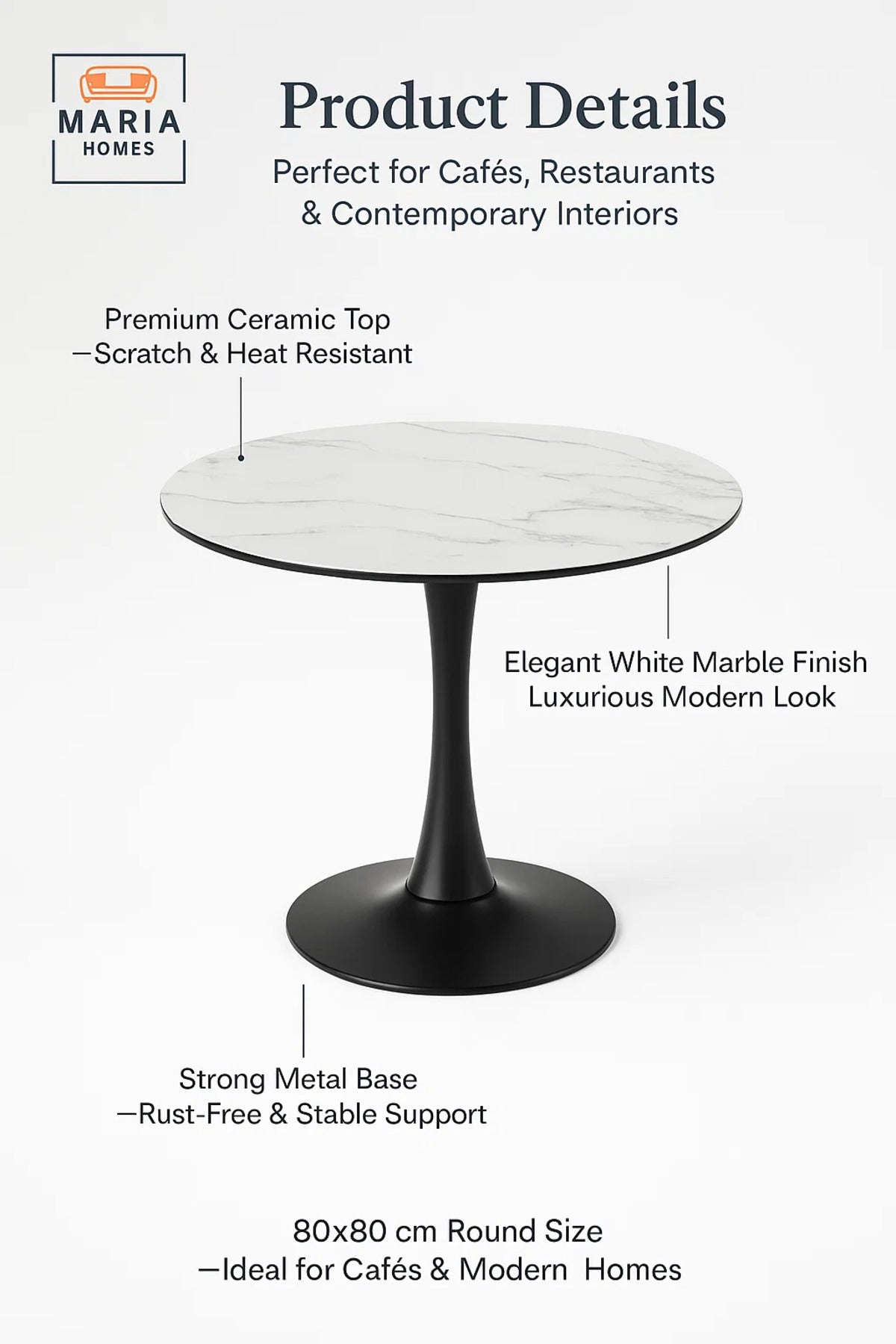 Round Black Dining Table √ê Modern Caf≈Ω, Restaurant, Office & Home Metal Furniture 70_70