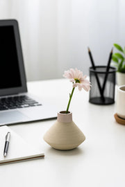 Grey and Pink Ceramic Modern Vase – Minimalist Decorative Flower Pot for Home and Office Décor