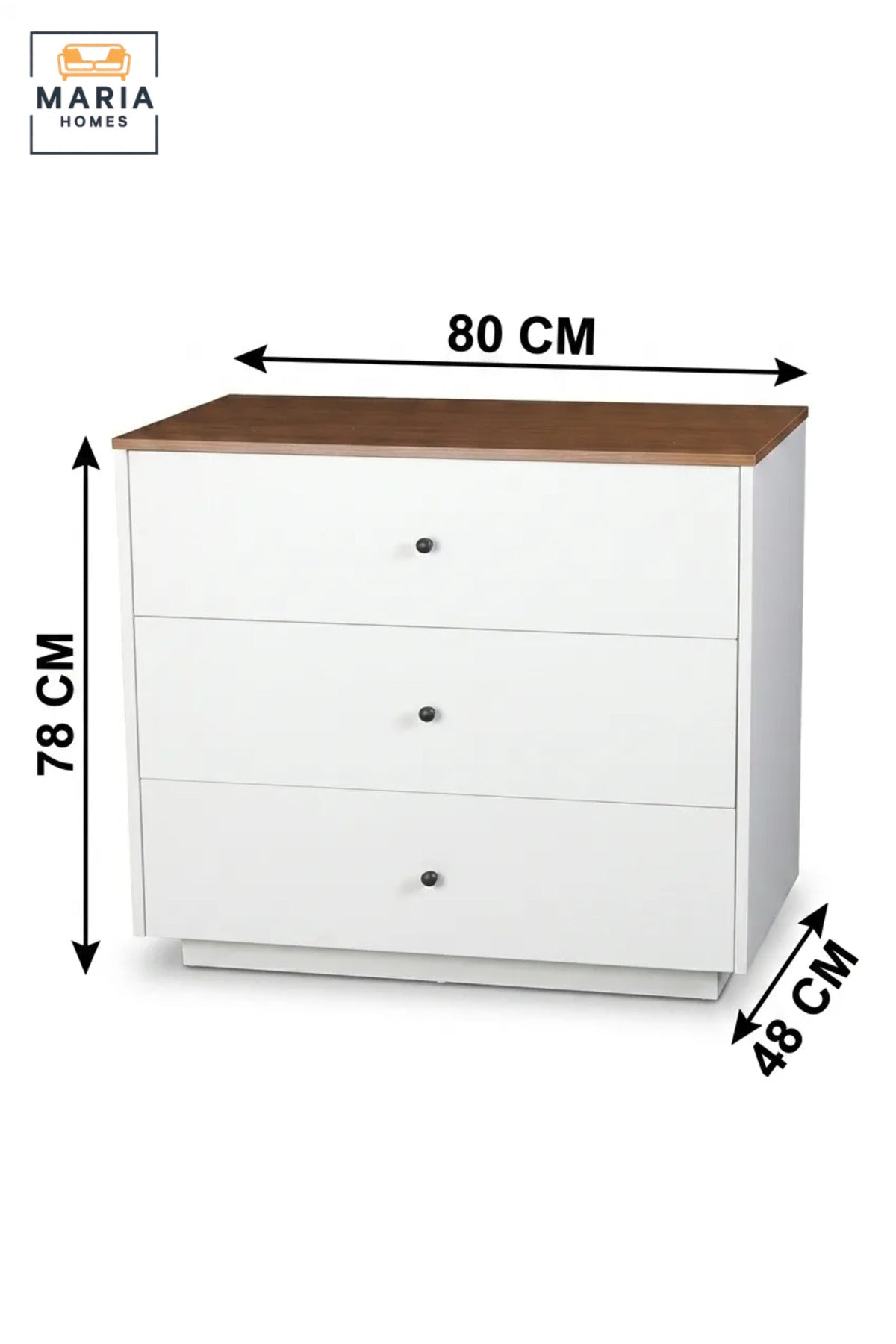 Modern 3-Drawer Chest with Wooden Top and Compact Storage Design, Freestanding Dresser Cabinet for Bedroom, Living Room, Hallway and Office