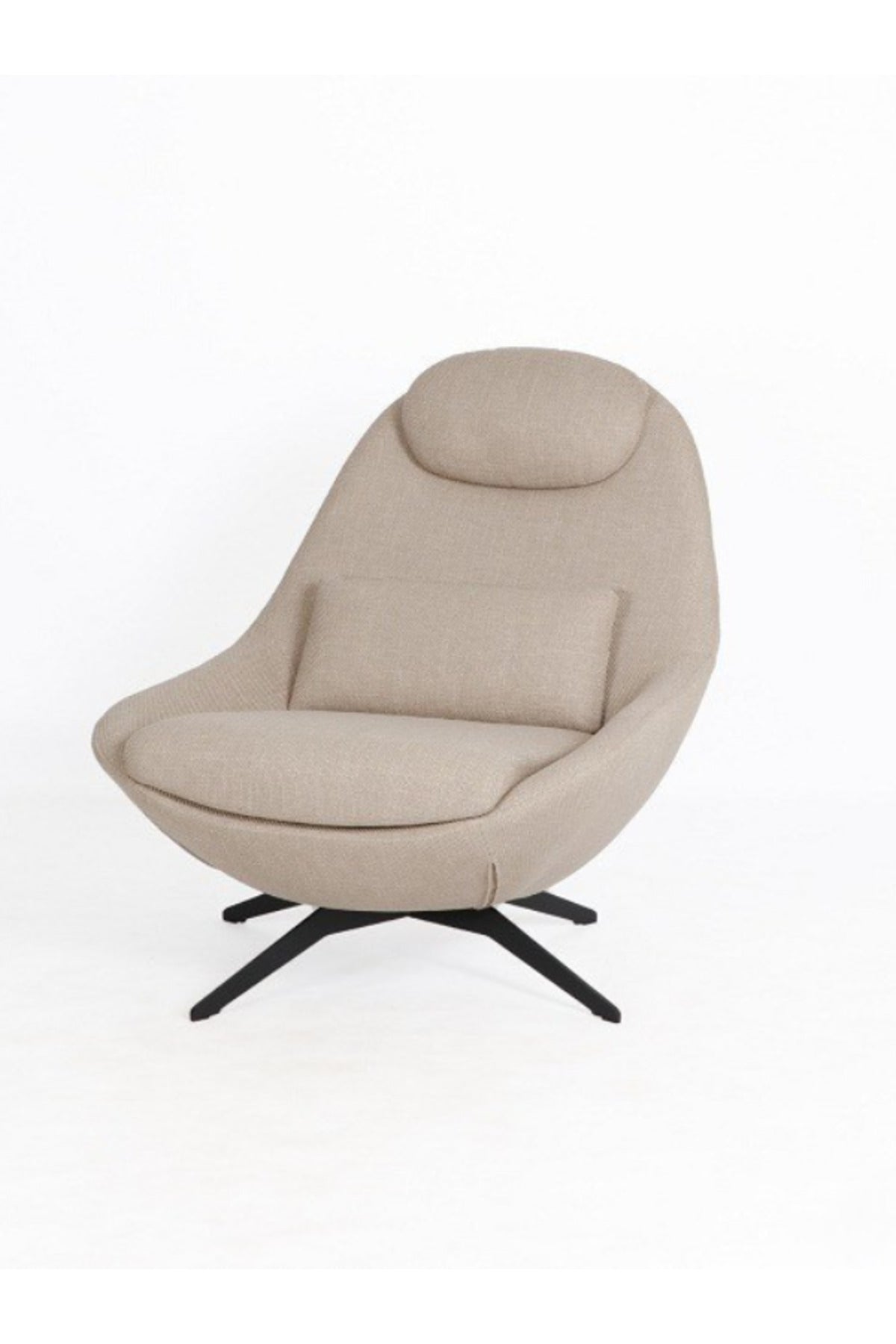Khaki Fabric Lounge Chair with Cushion & Headrest Ð Modern Living Room Accent Chair