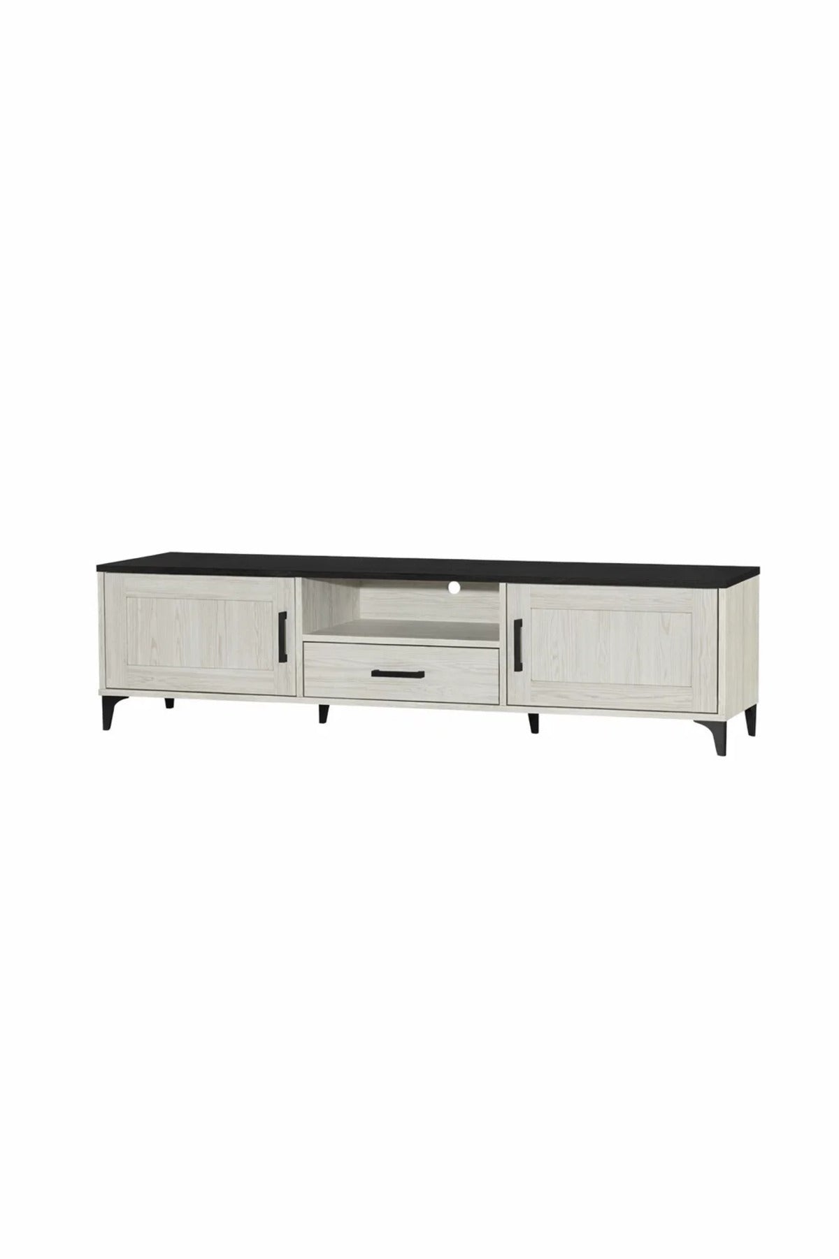 White Oak TV Stand √ê 180x40x50 cm Modern Wooden Plasma Table with Cabinets & Drawer
