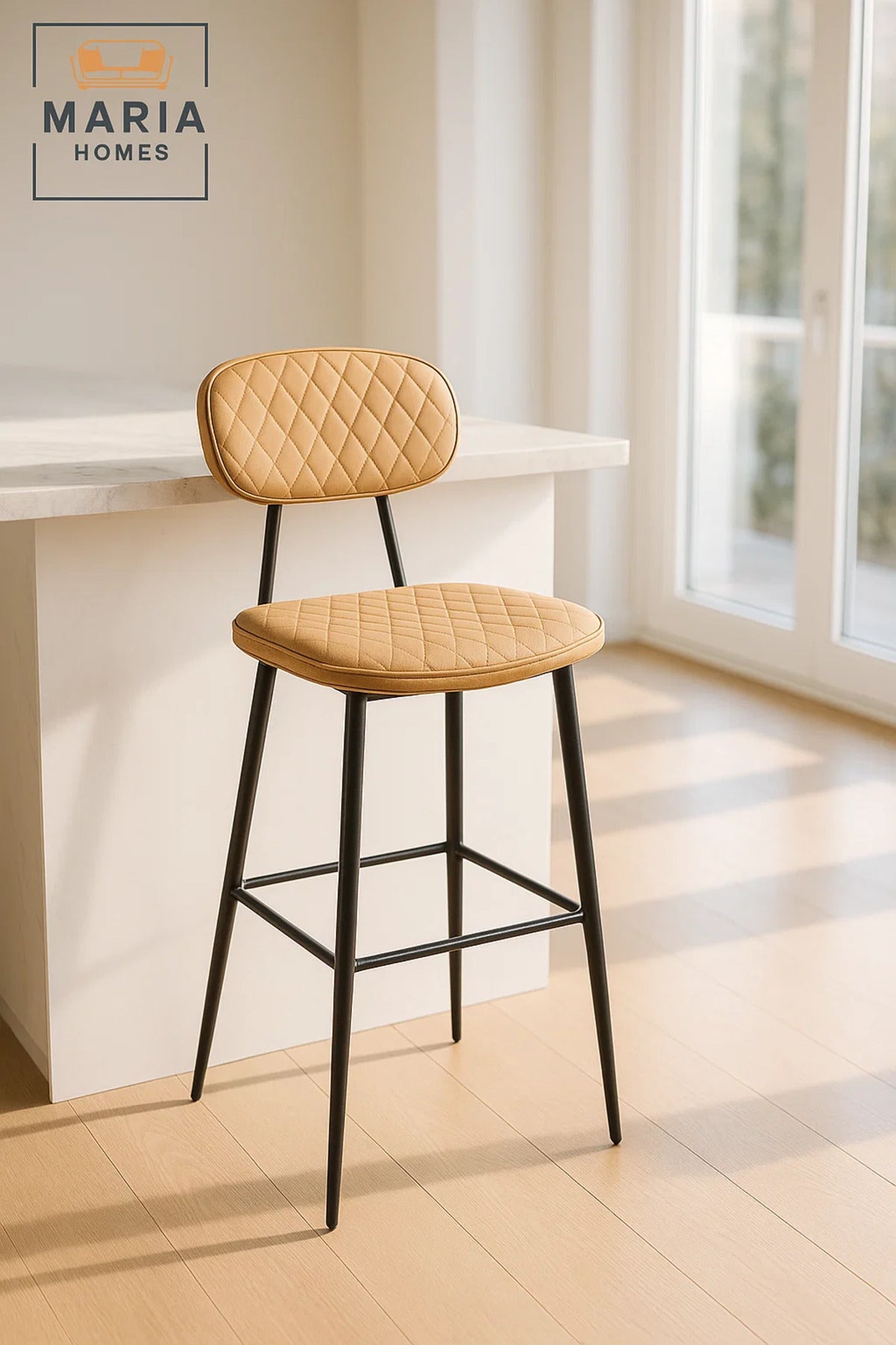 Modern Beige Bar Stool, Stylish High Counter Chair for Home, Kitchen, CafŽ, Restaurant & Office
