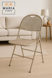 Beige Folding Plastic Chair with Elegant Cut-Out Design Ð Lightweight & Space-Saving
