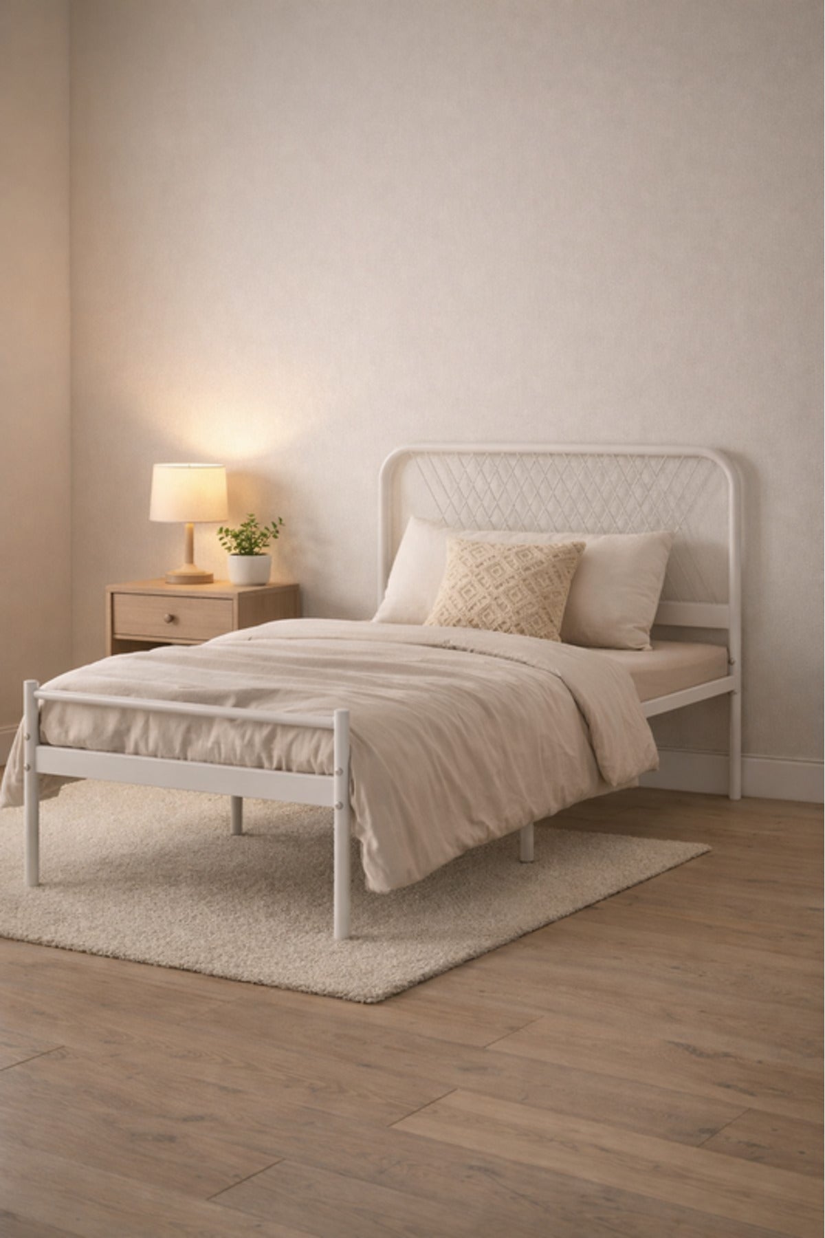 White Metal Bed Frame with Mesh Headboard white metal bed / Base